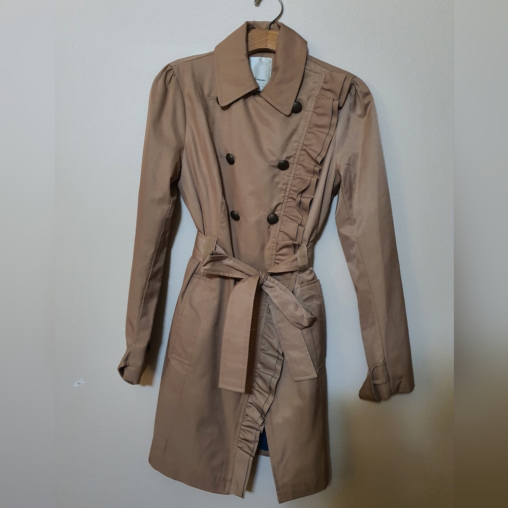 NWT Anthropologie Ruffled Trench Coat